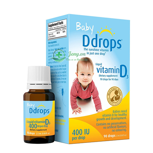 Baby Ddrops Vitamin D3 cho trẻ sơ sinh của Mỹ - 90 giọt